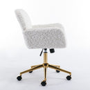Office Chair, Artificial Rabbit Hair Home Office Chair With Metal Base, Adjustable Desk Chair Swivel Office Chair, Vanity Chair by HouseOfZazla