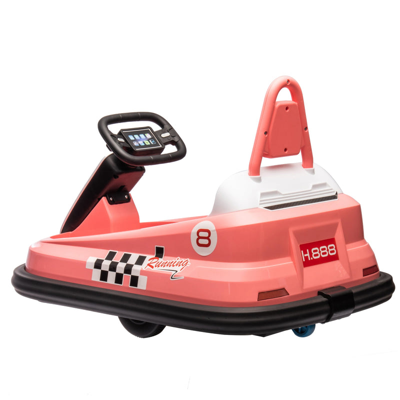 6V Kids Ride on Electric Go Kart Bumper Car W/Parents Remote Control,Three Speed Adjustable,LED Lights,Horn,Bluetooth,Player&360Spin,Vehicle body with Anti-collision padding for 18m+.