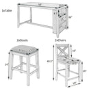 5 Pieces Counter Height Rustic Farmhouse Dining Room Wooden Bar Table Set with 2 stools and 2 Chairs, Gray