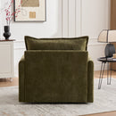 UNITED WE WIN Swivel Barrel Chair - Mid Century Modern Chair, Thick Padded Arm Chair with Solid Metal Base, Comfortable Single Sofa Chair, Swivel Accent Chair for Living Room Bedroom