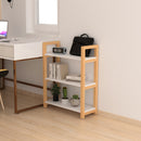 3-tiers Storage Bookcase with Solid Wood Frame, White