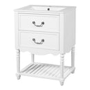 Wave Design Bathroom Vanity With Sink, 2 Drawers And Open Shelf