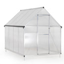 6x8 FT Polycarbonate Greenhouse, Outdoor Walk-in Green House with Vent Window, Hinged Door, Rain Gutter, Heavy-Duty Aluminum Hot House for Backyard Garden