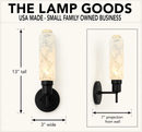 Delicate Narrow Frosted Floral Glass Wall Sconce by The Lamp Goods
