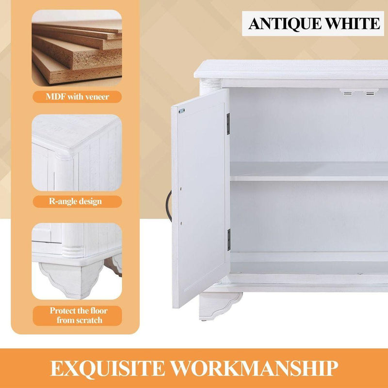 40" Console Table with Storage Shelf, Retro Entryway Table with Adjustable Storage Shelf, Sofa Couch Table for Hallway, Entry Way, Living Room, Foyer, Antique White