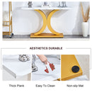 A modern minimalist style foyer table with white tabletop, gold bracket, and bottom plate, enhancing the beauty and artistic atmosphere of the home, suitable for the foyer FXG
