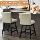 26" Upholstered Swivel Bar Stools Set of 2, Modern PU Leather High Back Counter Stools with Nail Head Design and Wood Frame