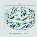 2 Pack Outdoor Inflatable Ottoman 21"x21"x9" - Coastal Leaves