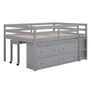 Loft Bed With Retractable Writing Desk And 4 Drawers, With Lateral Portable Desk And Shelves by HouseOfZazla