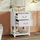 Wave Design Bathroom Vanity With Sink, 2 Drawers And Open Shelf