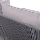 2-Piece Outdoor Sunbed and Coffee Table Set, Patio Double Chaise Lounger Loveseat Daybed with Clear Tempered Glass Table for the patio, poolside (Grey Cushion + Dark Grey Rope)