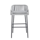 La Push Outdoor Patio Light Gray Rope Bar Stool, Set of 2