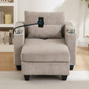 Convertible Chaise Lounge Sofa Chair With USB Ports, Cup Holders, Phone Holder And Storage by Unique Piece Furniture