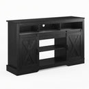 Farmhouse TV Stand With Sliding Barn Doors & Adjustable Storage