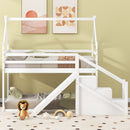 Twin Over Twin House Loft Or Bunk Bed With Slide And Staircase by HouseOfZazla