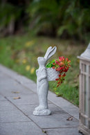 8.5x5.5x19.5" Tall Cement Rabbit Planter by HouseOfZazla