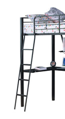 Senon Twin Loft Bed With Desk - Black / Silver