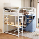 Loft Bed With Desk, Shelves, Power Outlet, LED Light And Wardrobe by Unique Piece Furniture