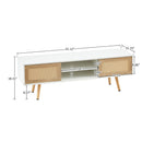 55.12" Rattan TV Cabinet, Double Sliding Doors For Storage, Adjustable Shelf, Solid Wood Legs, TV Console For Living Room by Unique Piece Furniture