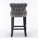 Contemporary Upholstered Wing-Back Barstools With Button Tufted Decoration And Wooden Legs, And Nailhead Trim, Leisure Style Bar Chairs, Bar Stools (Set of 2) by Unique Piece Furniture