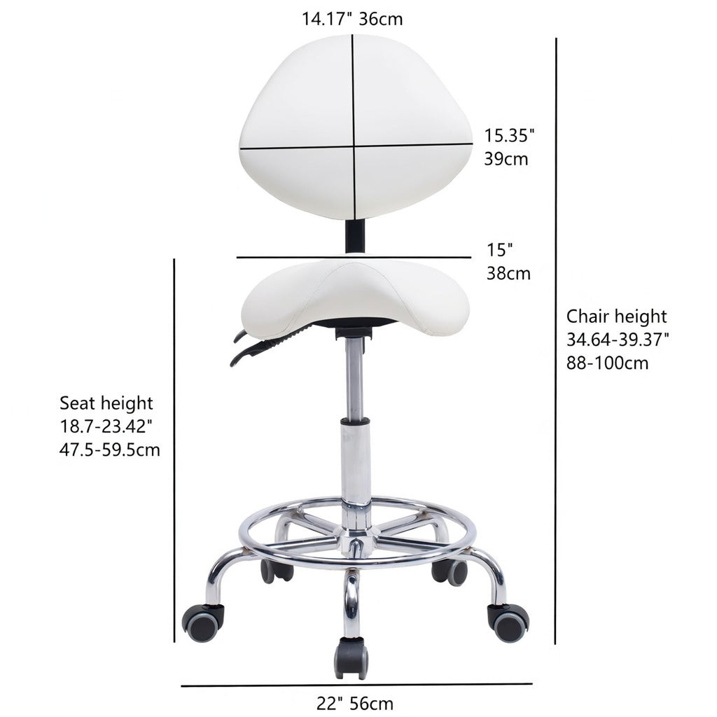 Saddle Stool Chair with Backrest - White, photo 4 of 10