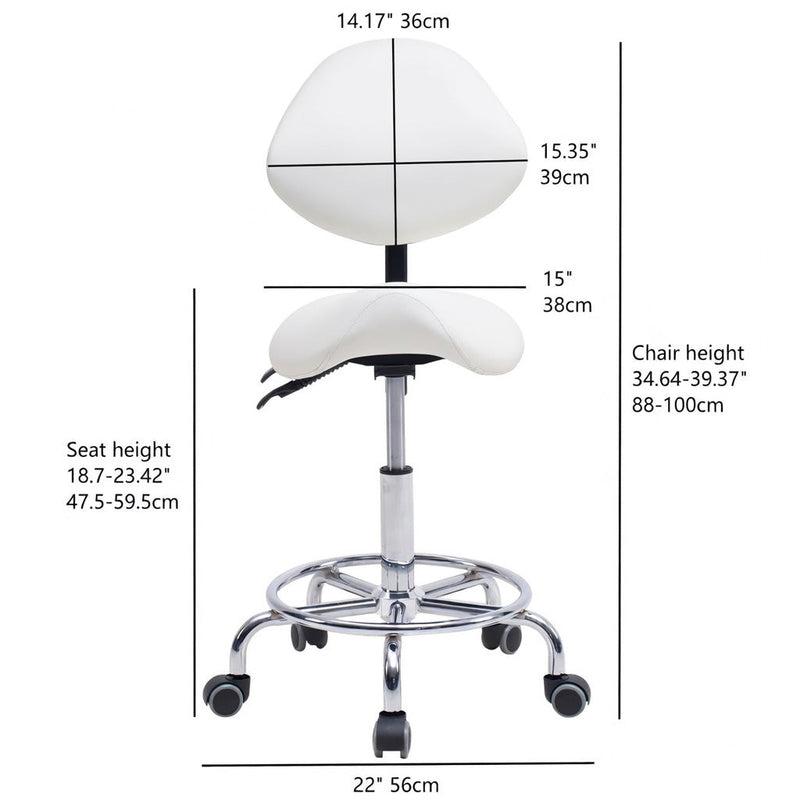 Saddle Stool Chair with Backrest - White, photo 4 of 10