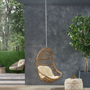 Rustic Hanging Basket Chair With Cushion