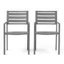 Outdoor Modern Aluminum Dining Chair (Set of 2), Gun Metal Gray