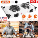 2000W Electric Dual Burner Portable Coil Heating Hot Plate Stove Countertop RV Hotplate with 5 Temperature Adjustments Portable Handles