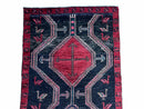 3 X 7 Handmade Wool Tribal Runner Rug Geometric Red Blue Boho Organic Dyes