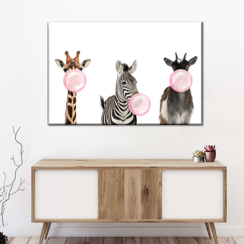 Bubble Gum Safari Animals Wall Art