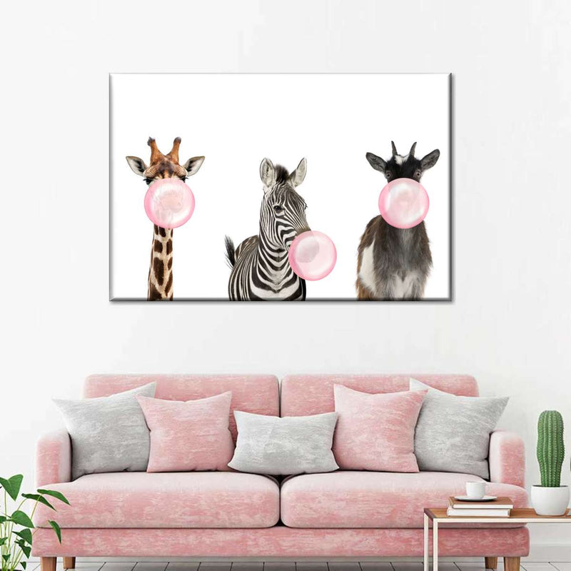 Bubble Gum Safari Animals Wall Art