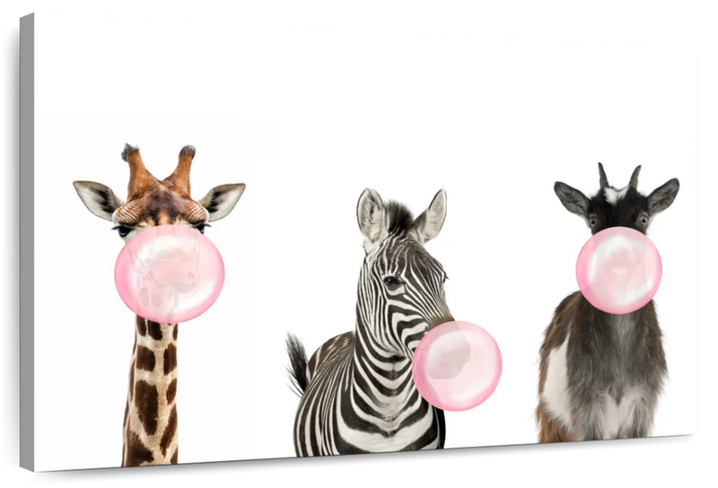 Bubble Gum Safari Animals Wall Art