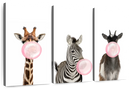 Bubble Gum Safari Animals Wall Art