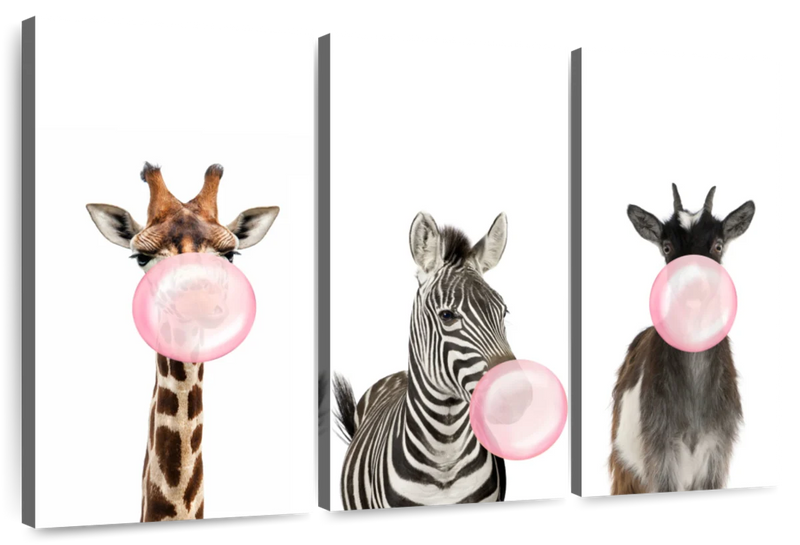 Bubble Gum Safari Animals Wall Art