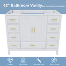 42" Bathroom Vanity Base Cabinet with 2 Soft-Close Double Doors & 9 Smooth Drawers