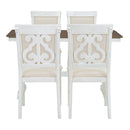 5-Piece Retro Dining Set, Rectangular Wooden Dining Table and 4 Upholstered Chairs for Dining Room and Kitchen (Brown+White)