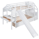 Bunk Bed With Storage Staircase, Slide, Desk, Drawers, And Shelves by HouseOfZazla