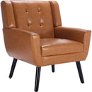 Modern Soft Leather Material Ergonomics Accent Chair Living Room Chair Bedroom Chair Home Chair With Black Legs For Indoor Home-Light Brown PU