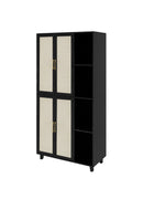 4 Door Cabinet with 4 Shelves with 4 Adjustable Inner Shelves, Storage Cabinet