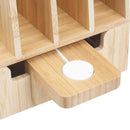 Slim Bamboo Charging Station with Apple Watch Adapter | Multi-Device Organizer & Magnetic Cable Management Hub by MobilevisionUS