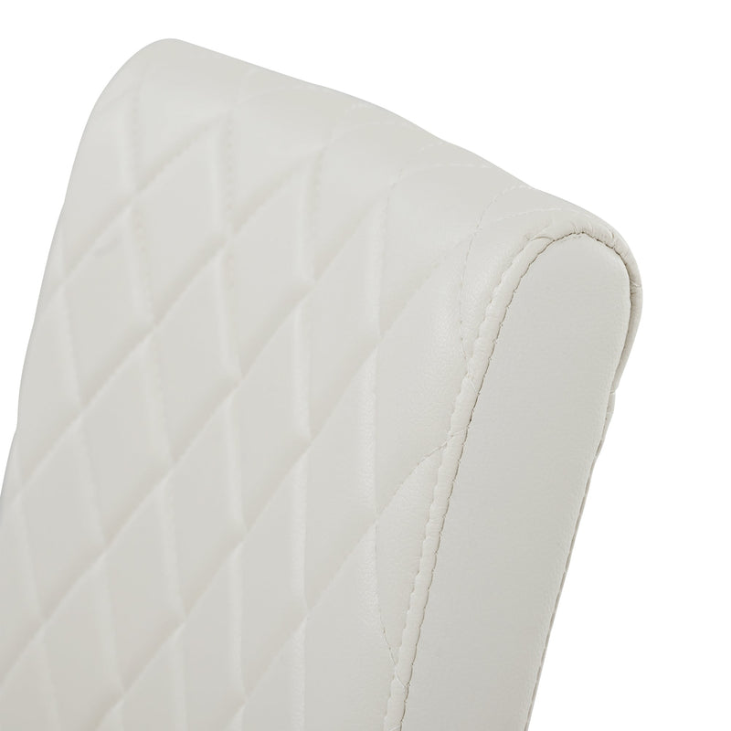 7-Piece Modern Dining Table Set, Rectangular Marble Texture Kitchen Table and 6 PU leather Chairs with X-Shaped Gold Steel Pipe Legs for Dining Room (White)