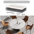 Modern Artificial Stone Round Carbon Steel Base Dining Table, Can Accommodate 6 People by Unique Piece Furniture