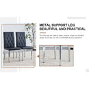 8 piece set of black armless dining chairs brings a touch of elegance and mystery to the dining area with its deep black tone,The grid and buckle design of the back add a vintage yet fashionable touch