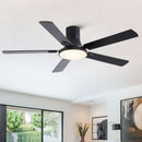 Flush Mount Ceiling Fans With LED Light And Remote Control, 5 Blades by HouseOfZazla