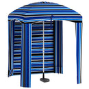 5.9' x 5.9' Portable Beach Umbrella, Ruffled Outdoor Cabana with Walls, Vents, Sandbags, Carry Bag, Blue Stripe