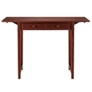 3 Piece Handcrafted Kitchen Island Breakfast Table Set, 2 Drawers, Rubberwood, Stools, Walnut Brown