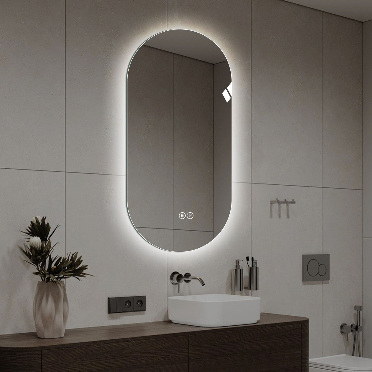Smart Wall Mounted LED Touch Screen Mirror With Anti-Fog Function And Adjustable Lighting, photo 14 of 18