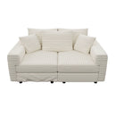 Deep Seat Convertible Sofa With Soft Pillows And Ottomans by HouseOfZazla
