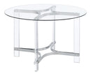 Keeling 5-piece Round Glass Top Acrylic Dining Set Chrome
